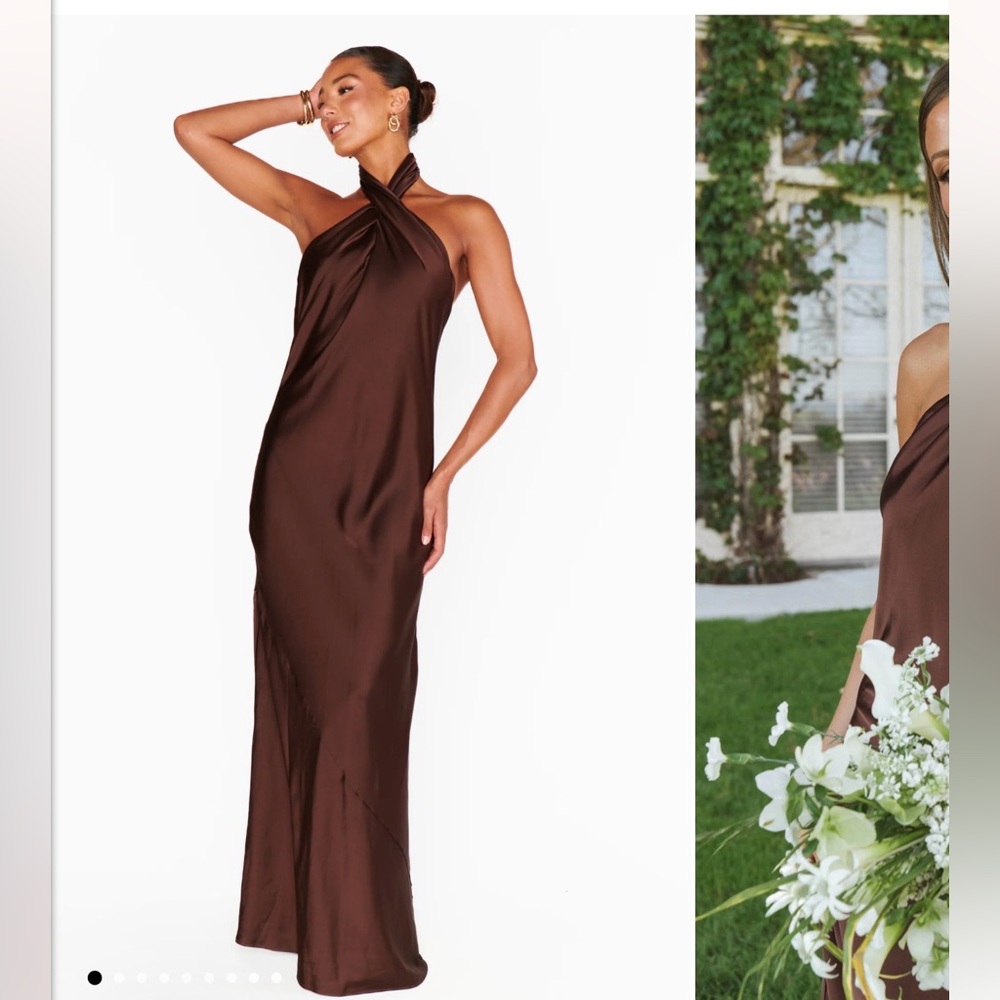 Show Me Your MuMu Jasmine Halter Maxi Dress size L color chocolate